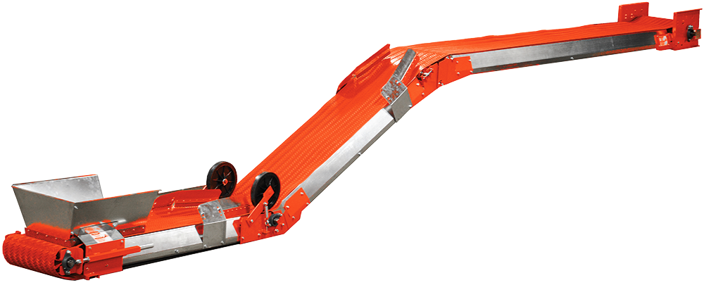 Belt conveyor - 14", 18", 24" - The original Belt Conveyor with an Industrial Drive System, specially designed for Today's Farms. Conveyor reliability begins with the drive unit. The Valmetal conveyors feature an industrial gear box drive system designed to last longer with less maintenance, so you can count on more years of trouble free operation. The large diameter lagged drive pulley offers slip-proof traction. Click here for more information.