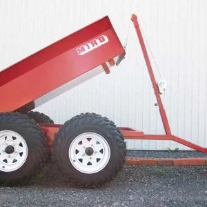RD 3060 Trailer , 4 wheels, tilting, all terrain with rear panel, 30 '' x 60 '', next to 14 '', side view