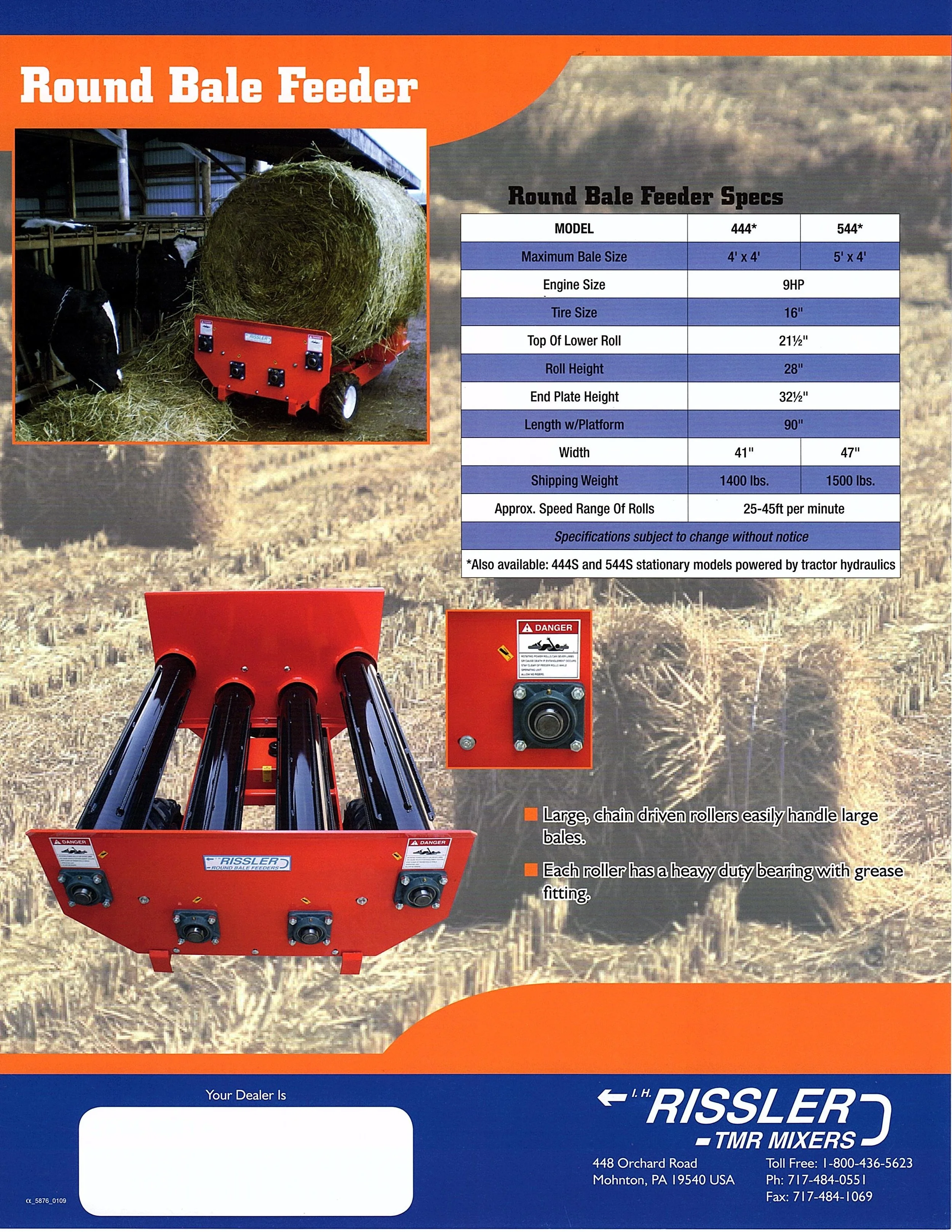 Rissler Round Bale Unroller Cart Bailey Farm Equipment