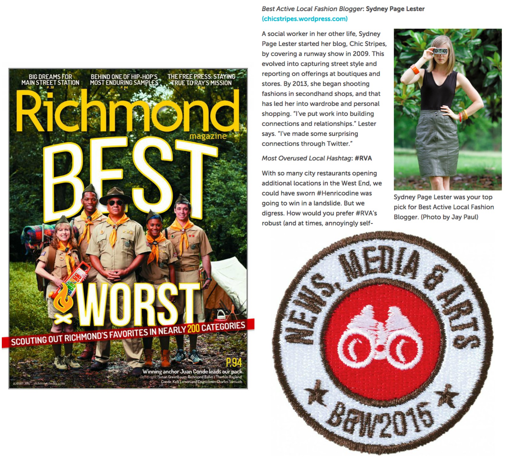 Best and Worst 2015, Best Active Local Fashion Blogger, Richmond Magazine