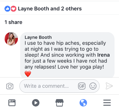 Yoga Club - Live Virtual Yoga Classes where you can be seen and receive feedback on your alignment! Yoga with Irena www.irenamiller.com/yoga-club