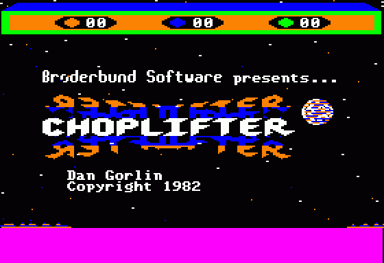 Choplifter, published by Broderbund, 1982