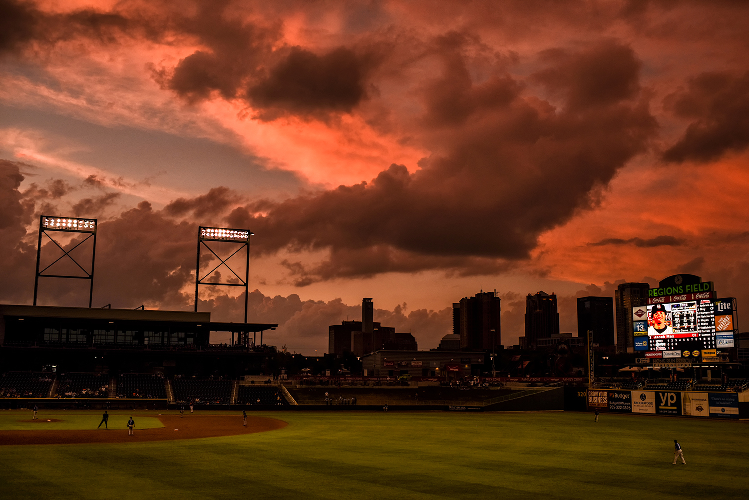 Regions Field. Birmingham Barons hosting the Biloxi Shuckers. Minor league baseball. Complete freedom to create on assignment for an old friend Tim Rasmussen at ESPN. This is the reason I started making images for magazines. 