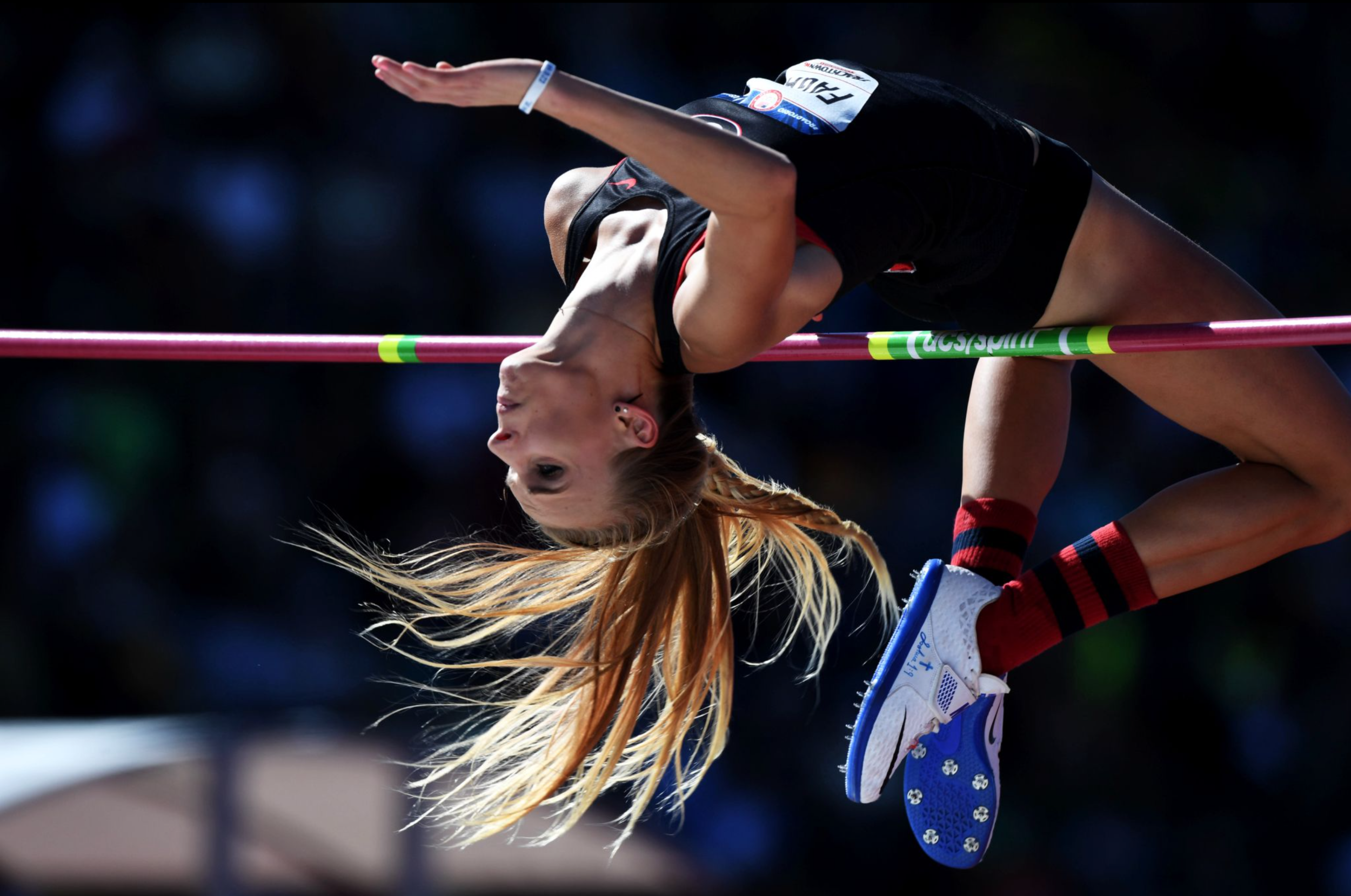 Madeline Fagan clears the women's high jump competition. She finished seventh overall in the event.