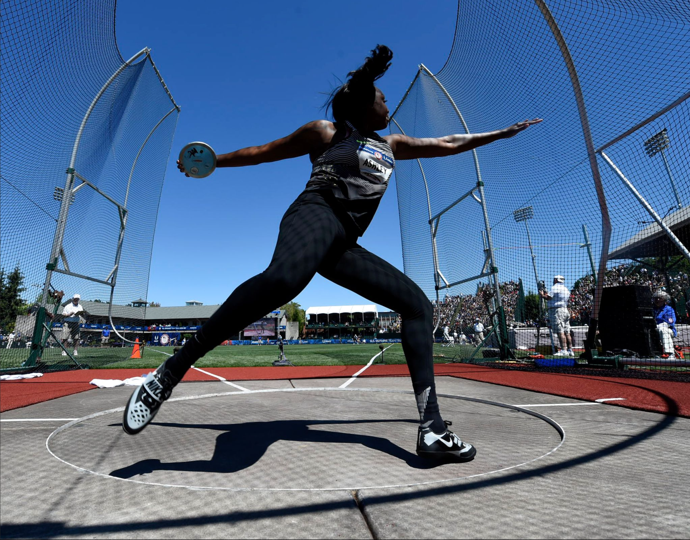 Whitney Ashley competed in the women's discus final. She would go on to win the event. 