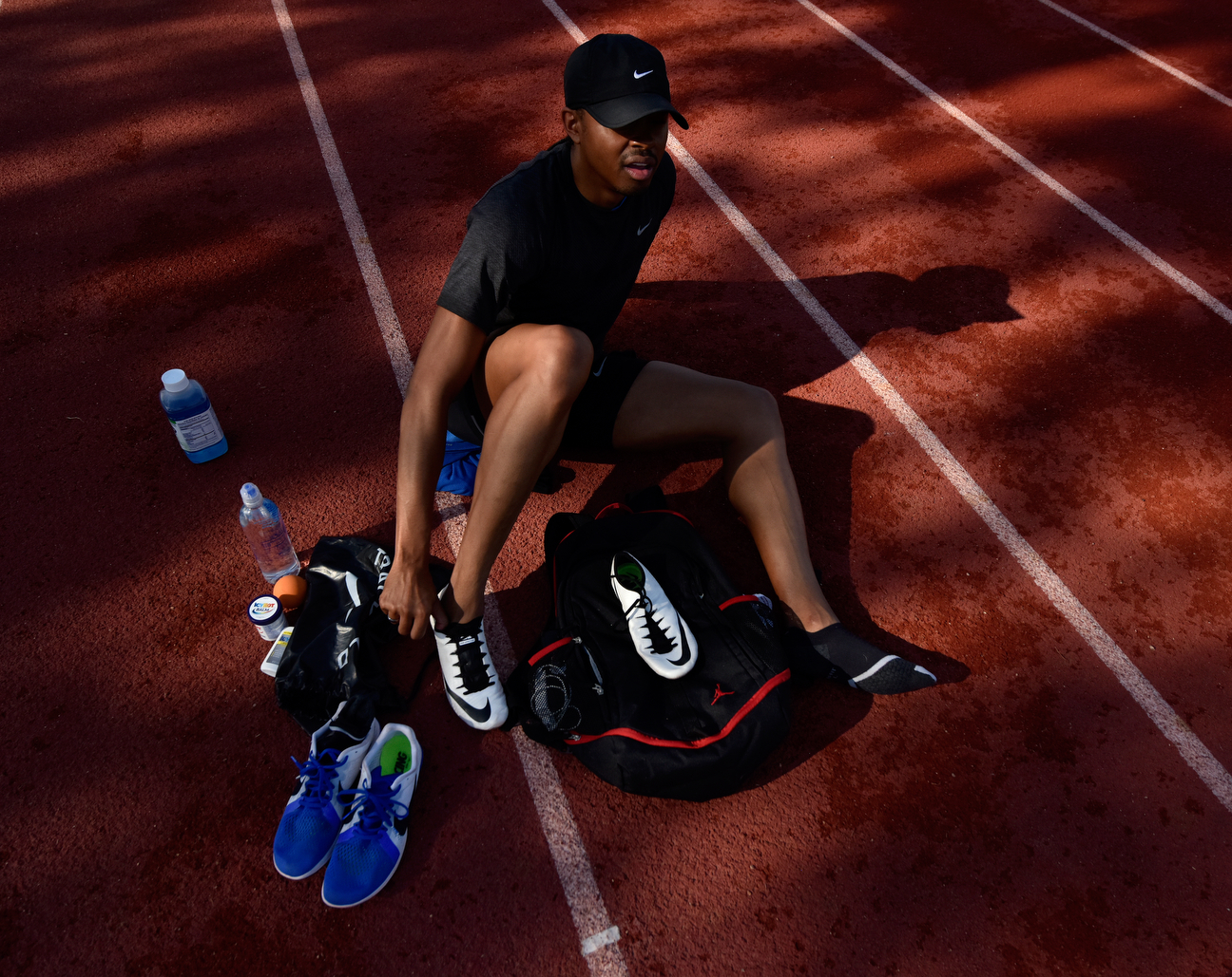 Putting on his shoes for a training session, Merritt felt much better than he did when he donned them for the 2015 world championships in Beijing. At that point, his kidney was functioning at just 10-15 percent, and he was scheduled for his transplant just days later. He still finished third.