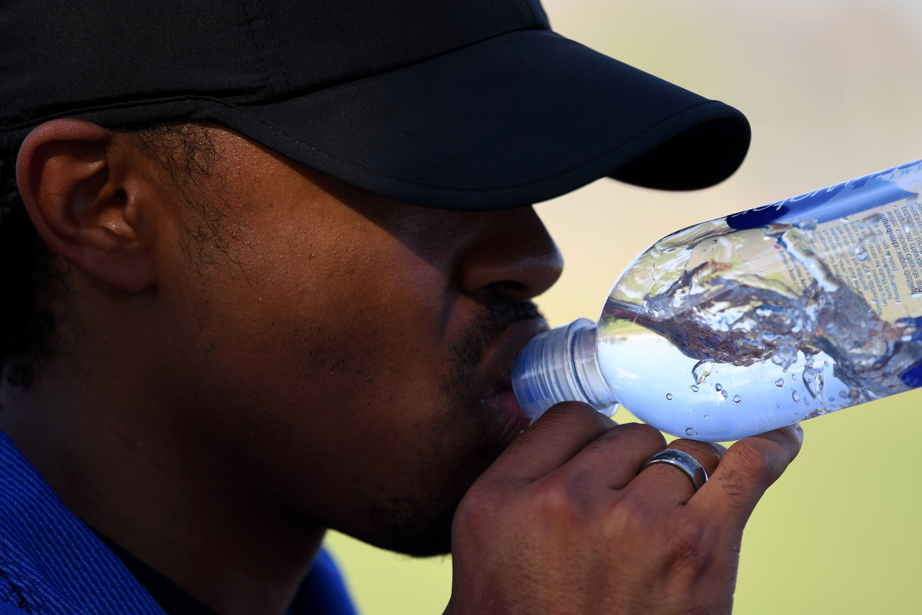 Hydration is always important for an athlete. Merritt, who lives and trains in Arizona, recognizes that it is a top priority.
