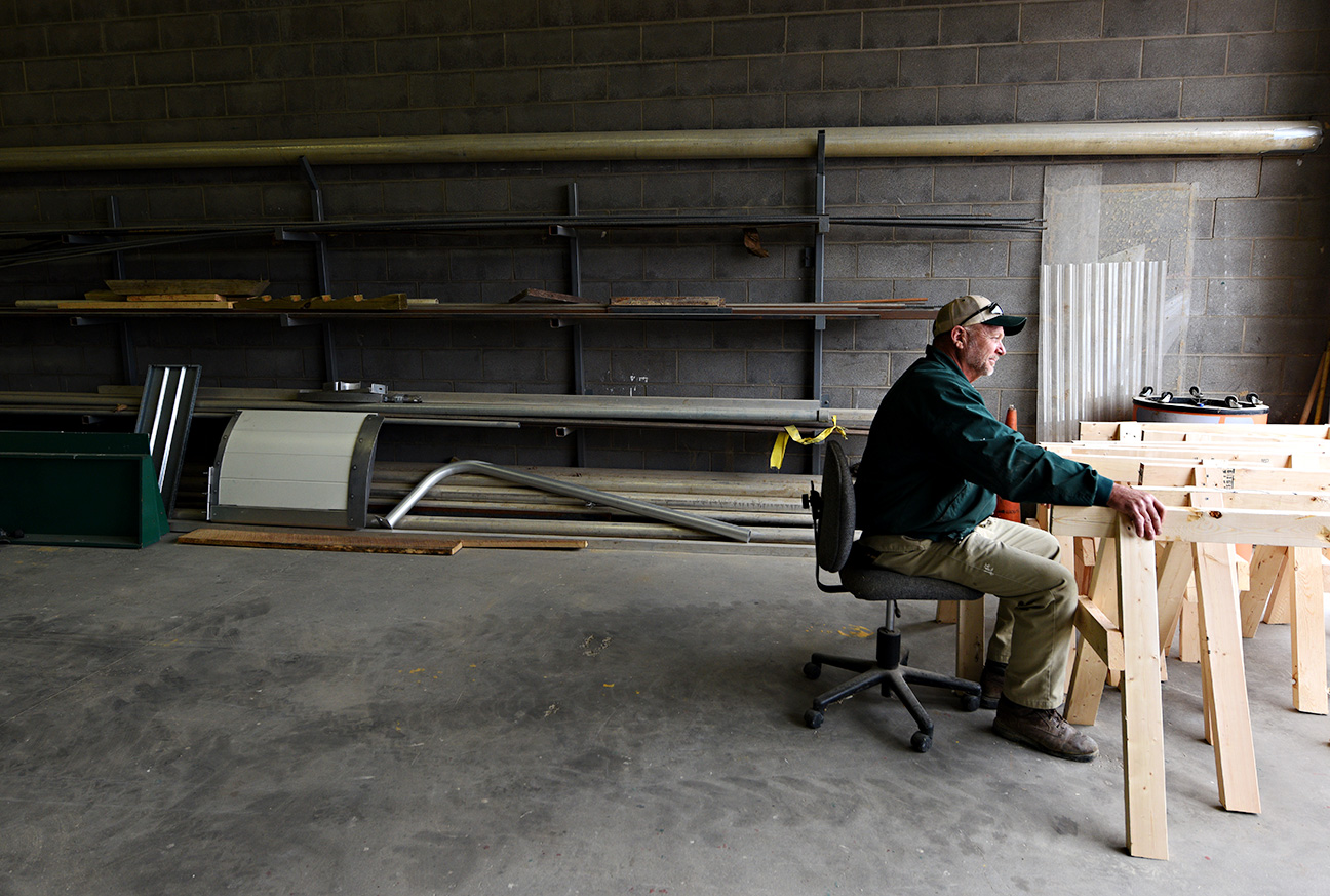 Bruce Kincaid builds saw horses or "saw dogs" at Churchill Downs. "I'm a Derby baby," Kincaid says. "Born on Derby Day 59 years ago. Never thought I'd work my whole life here. I went to church one block from here. I live two miles from here."