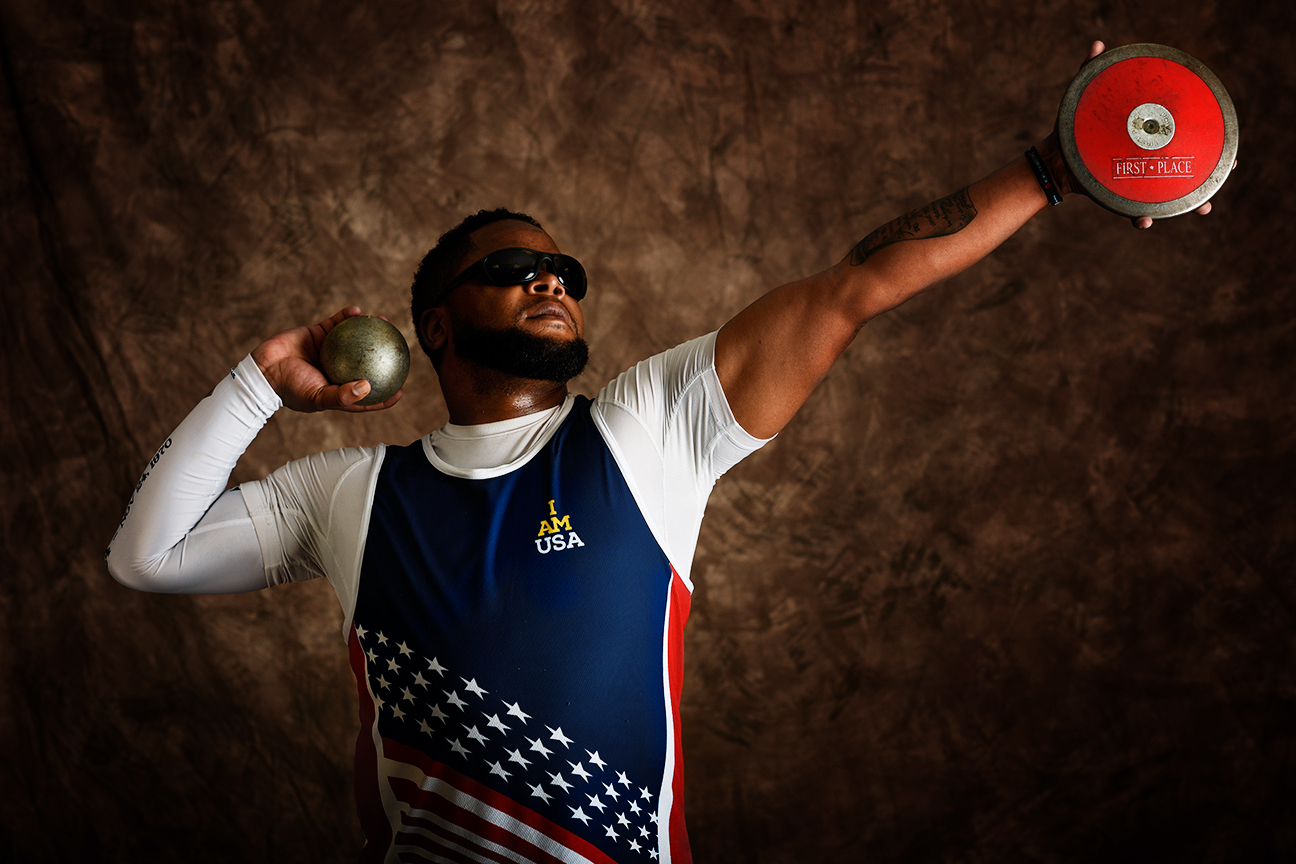 Robert Green, 37, is a veteran Army staff sergeant who served as a chemical operations specialist. He won a bronze medal in the shot put.