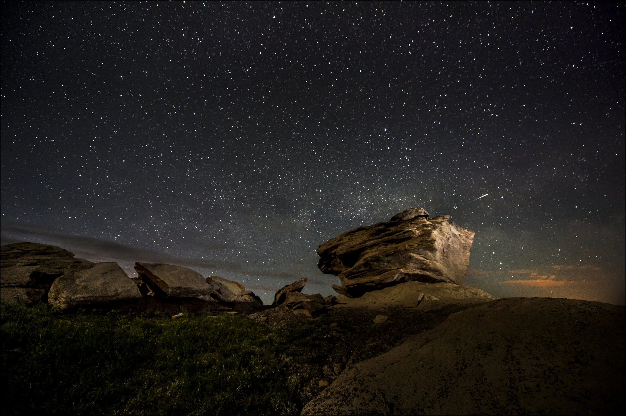  A shooting star over Toadstool Geologic Park in the Oglala National Grasslands outside Crawford, NE. 