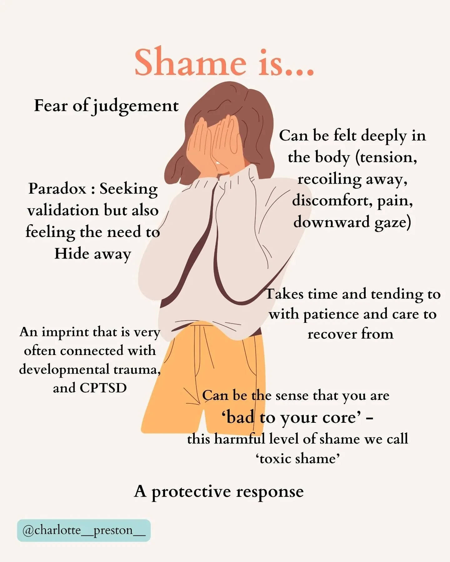 Toxic shame can be deeply wired into your body and nervous system. What started as an experience between you and someone else (maybe a parent / caregiver / sibling / teacher), is now carried into adulthood as an experience which lives within you.&nbs