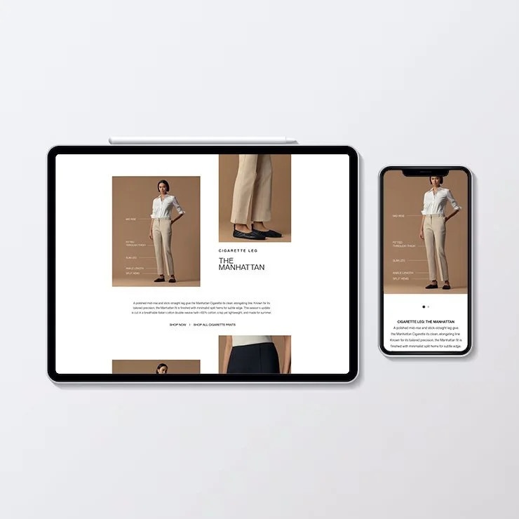 PF25, FA25 Pant Fit Guide, Lafayette 148 Website & UI/UX