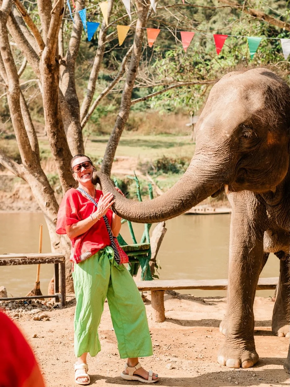 When I said I saw excitement in their eyes as @kimandsybsyoga retreat guests were kissed by elephants in Thailand, I meant it.
Keep scrolling to see yours truly and why I like to be on the other side of the 📸🐘😘😛