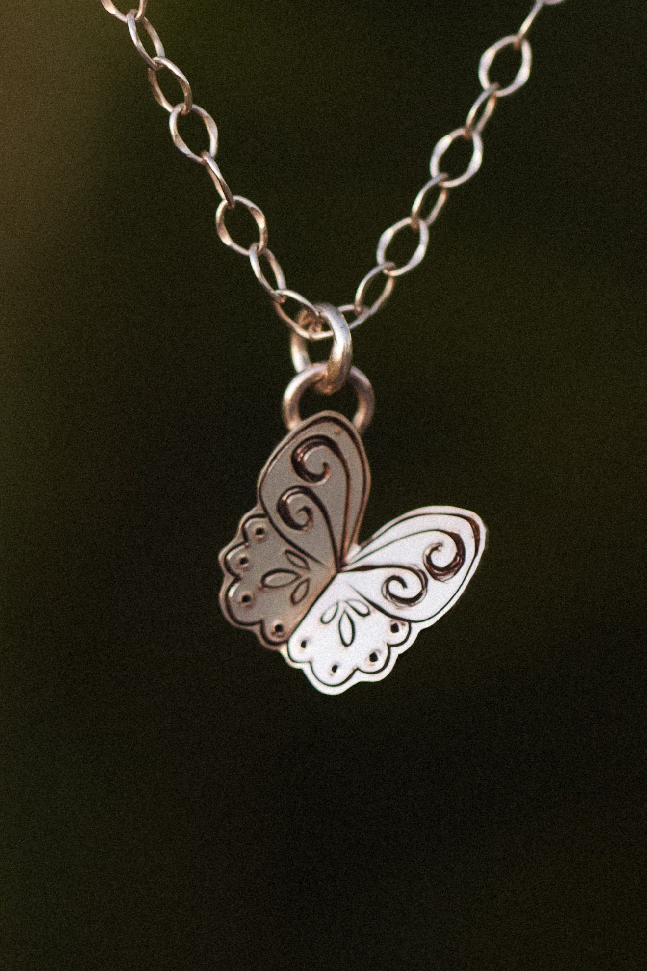 Hand Engraved Butterfly Necklace #7