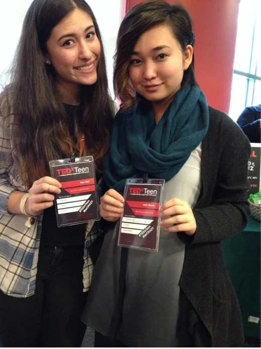 Alex and Jado show off their TEDxTEEN badges.