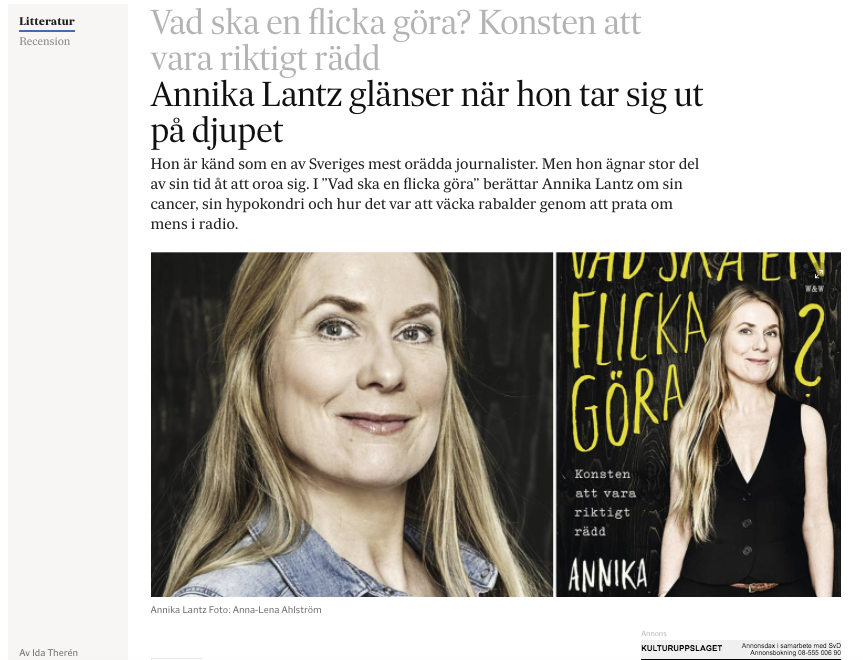Bokrecension: Vad ska en flicka göra - Annika Lantz (Svenska Dagbladet) 161218