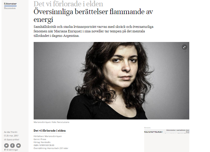 Bokrecension:Det vi förlorade i elden(Svenska Dagbladet) 170325