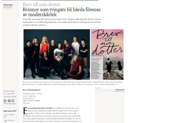 Bokrecension: Brev till min dotter (Svenska dagbladet) 170417