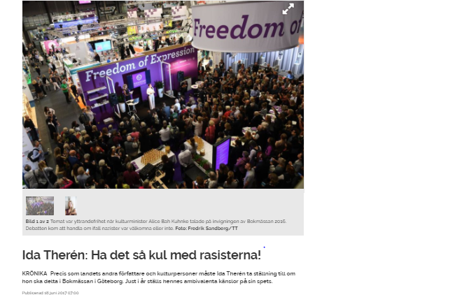 Krönika: Ha det så kul med rasisterna! (JP) 170618