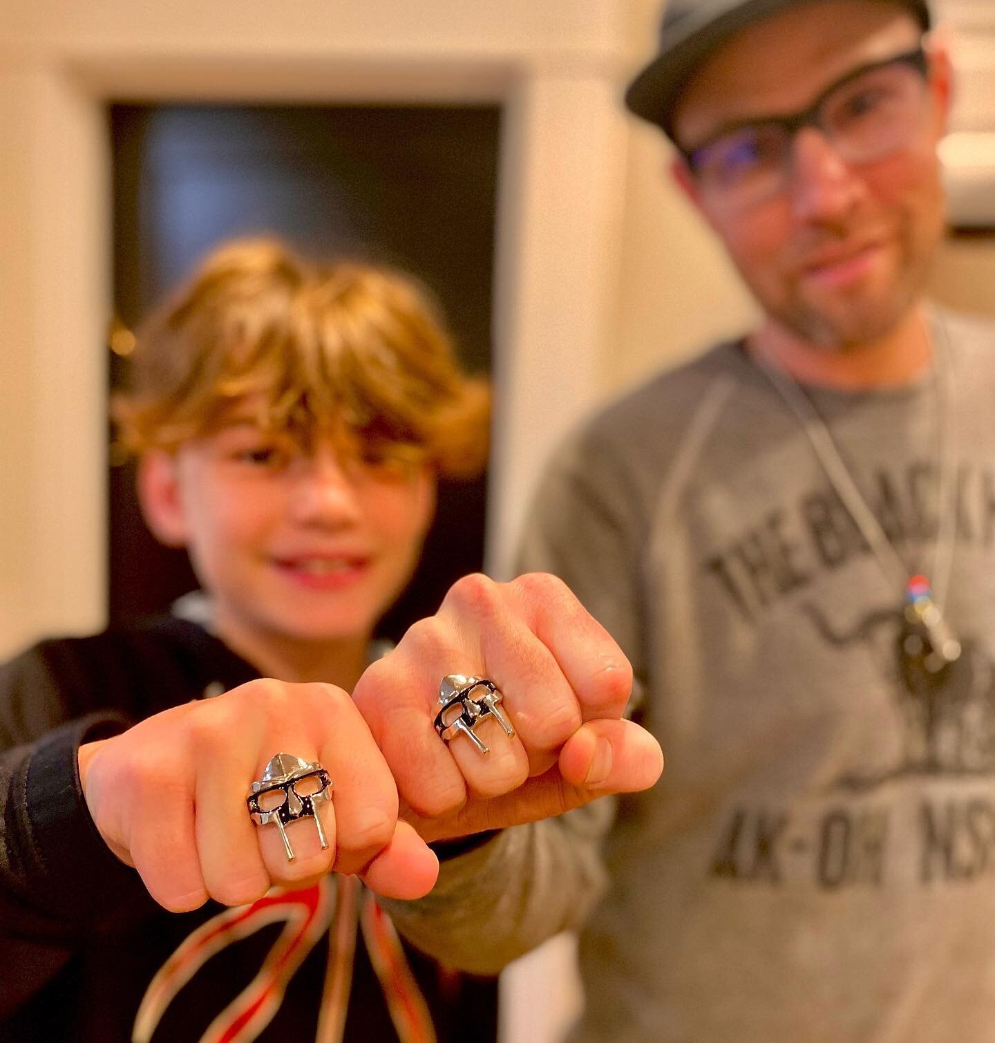 when your amazing son surprises you with matching @mfdoom rings&hellip;.