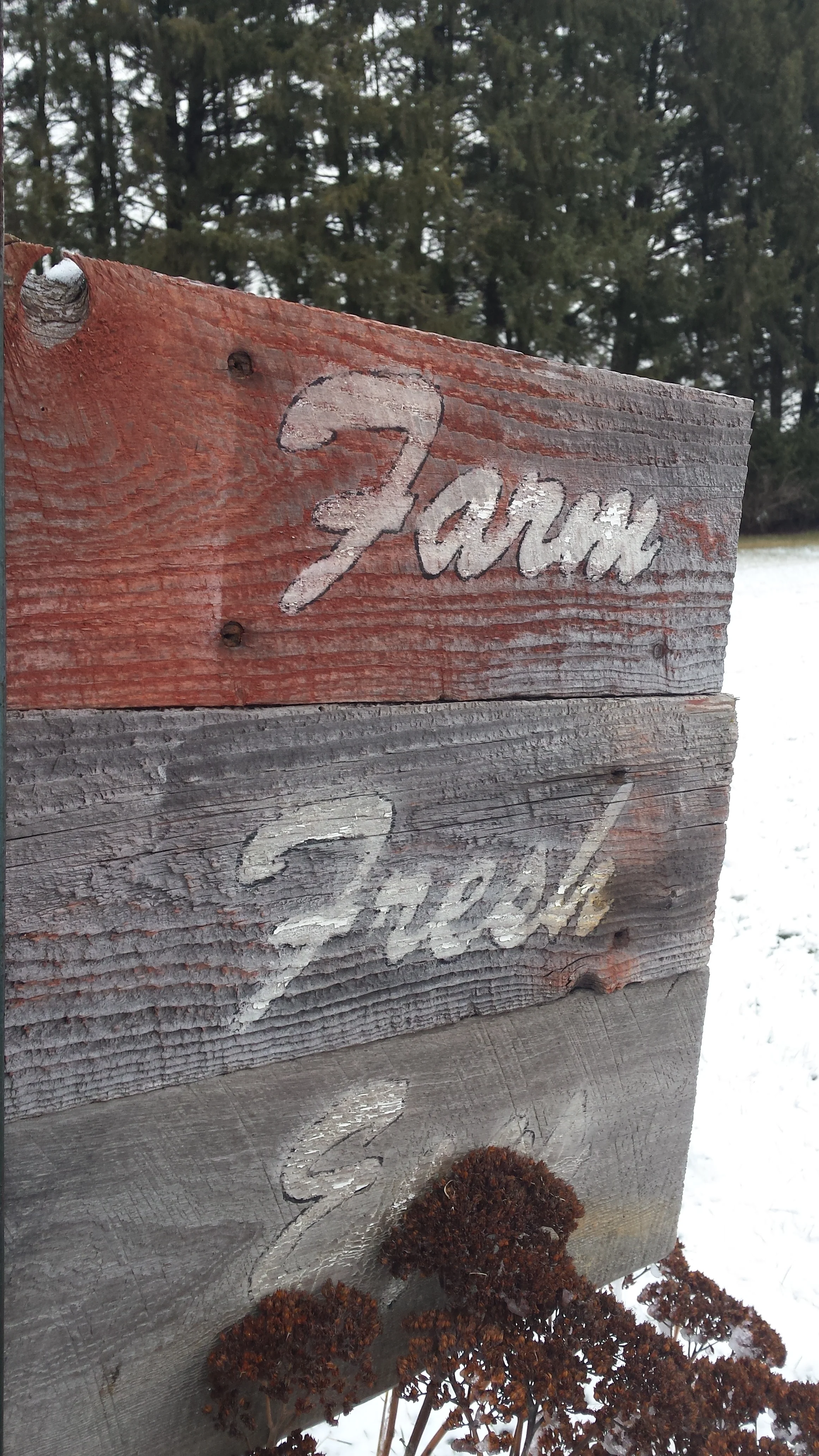 You'll find this sign welcoming you onto the farm.