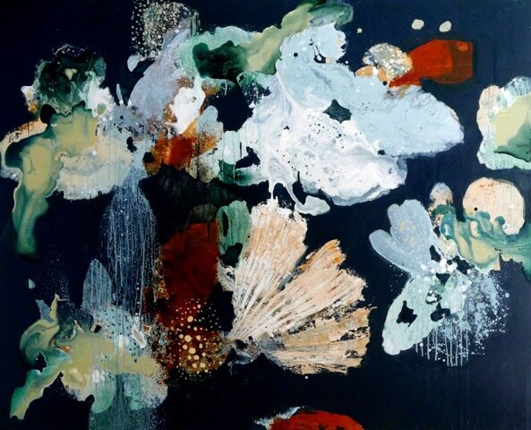 Finding Jewels in the Winter Months, Farrow and Ball house paint and  mixed media on panel, 48_ x60.jpeg