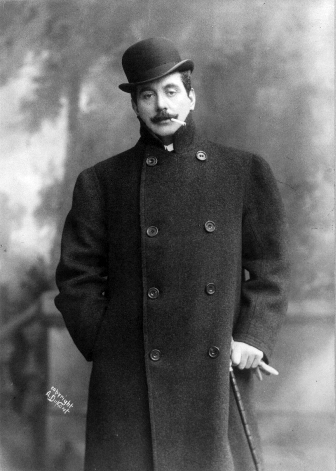 Public domain - 1908 photo of Giacomo Puccini