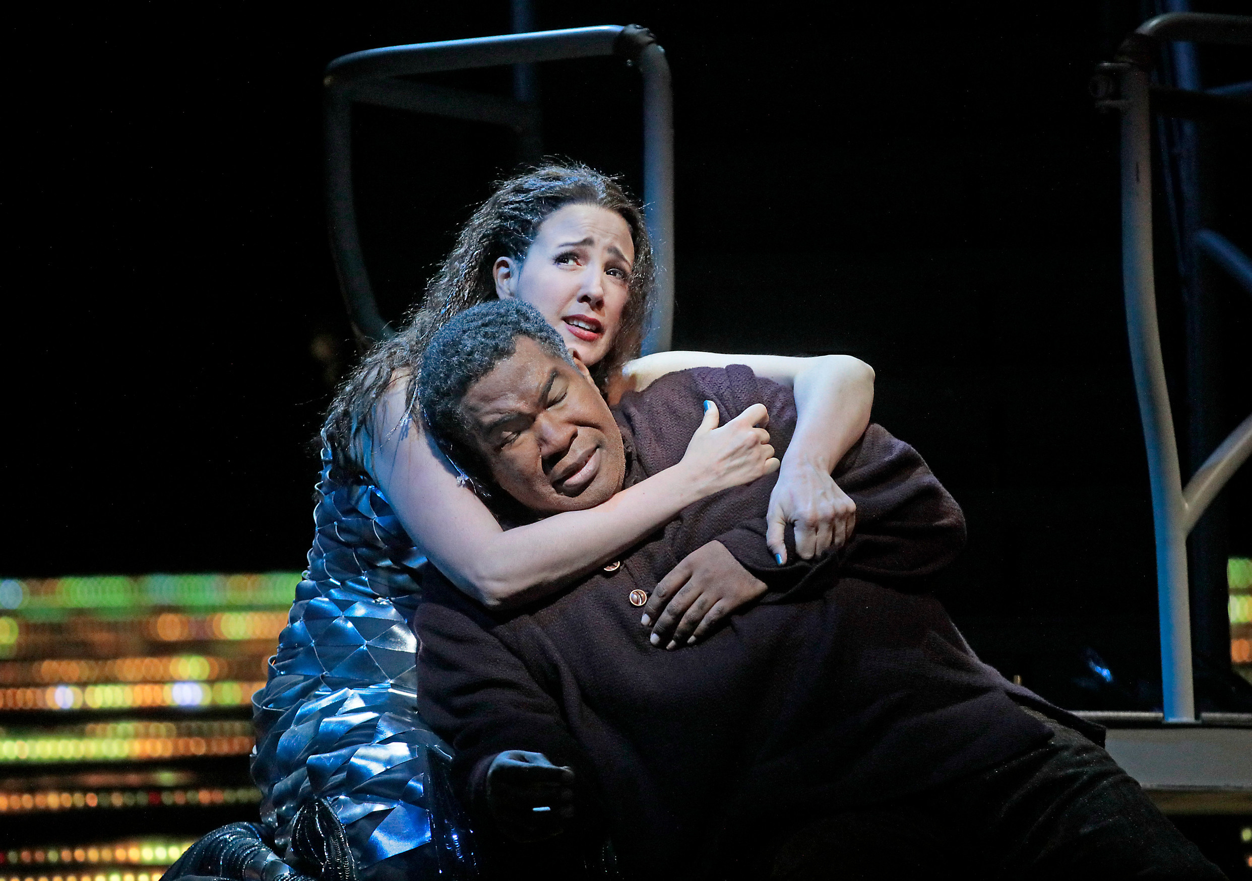 Susanna Phillips as Clemence and Eric Owens as Jaufre. Photo by Ken Howard and courtesy of Metropolitan Opera.