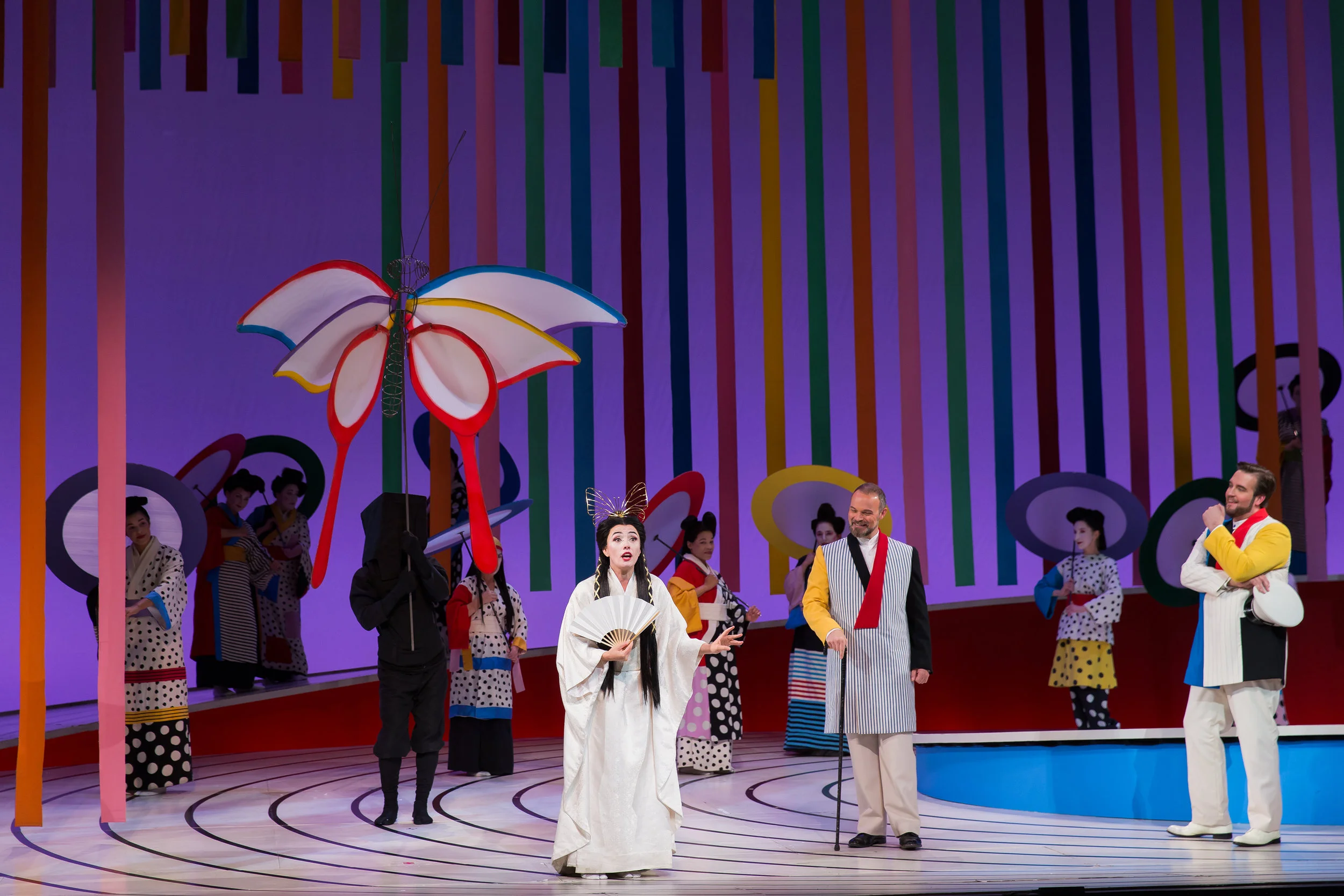Ermonela Jaho as Cio-Cio San (Butterfly), Troy Cook as Sharpless (the American counsul), and Brian Jagde as B. F. Pinkerton. Photo by Scott Suchman; courtesy of Washington National Opera.