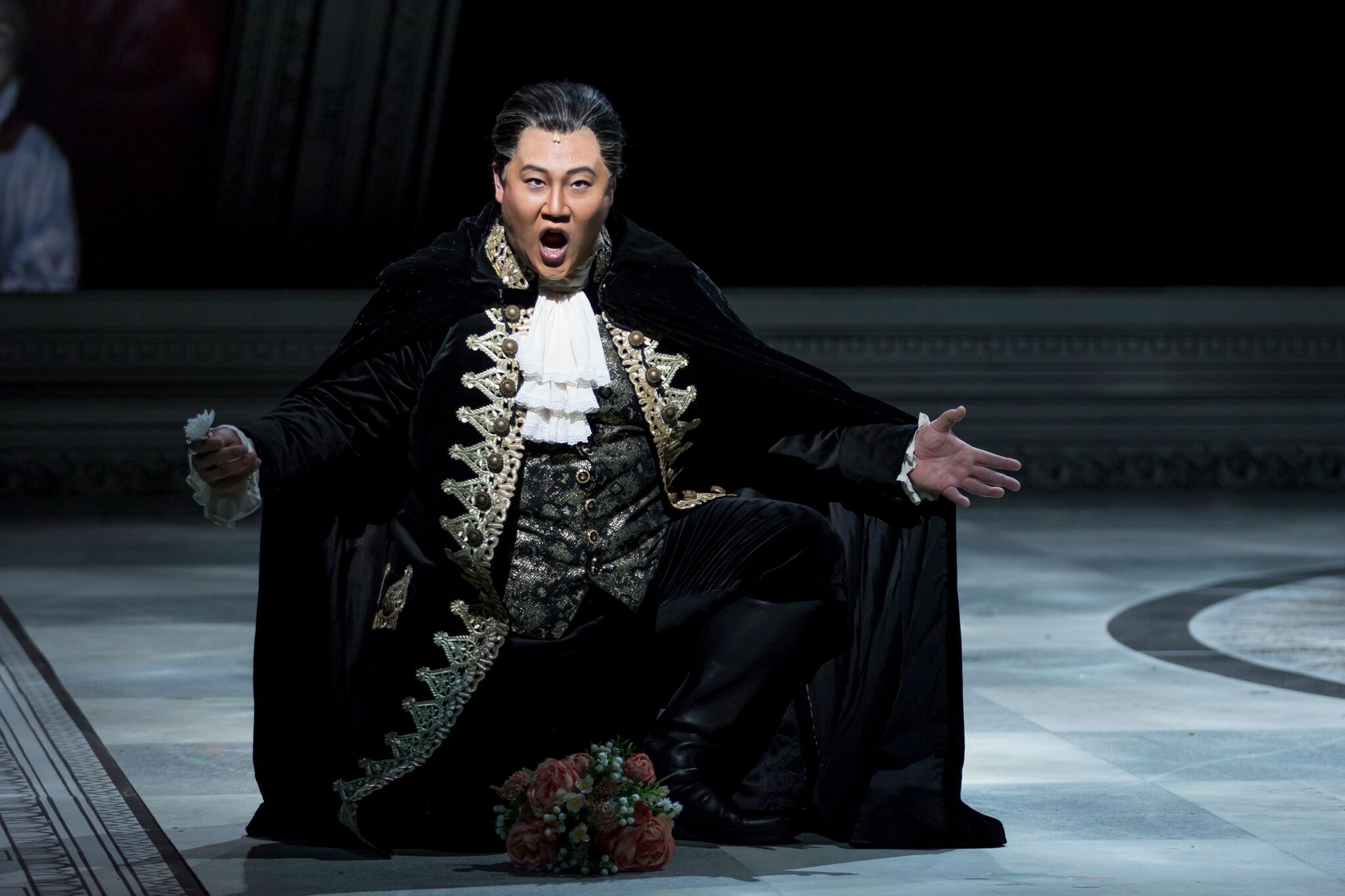 Kihun Yoon as Scarpia. Photo by Scott Suchman; courtesy of Wolf Trap Opera.