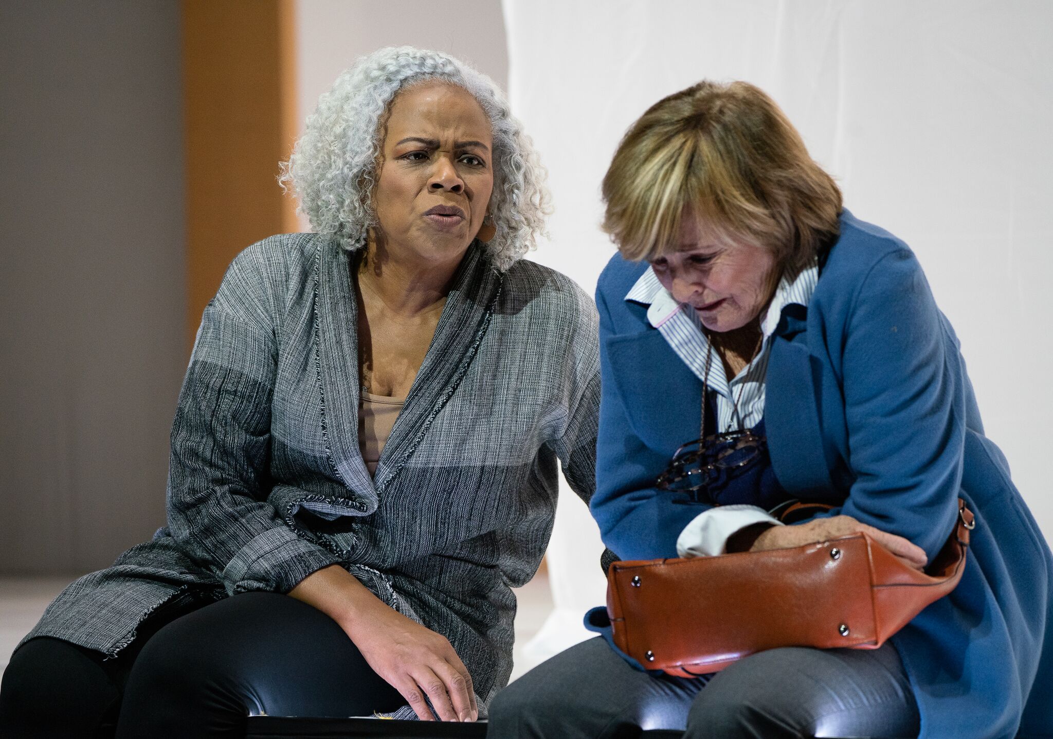 Martha (Marietta Simpson) comforts Danny (Frederica von Stade) when she enters the Alzheimer’s care facility. Photo by Dominic M. Mercier; courtesy of Opera Philadelphia.