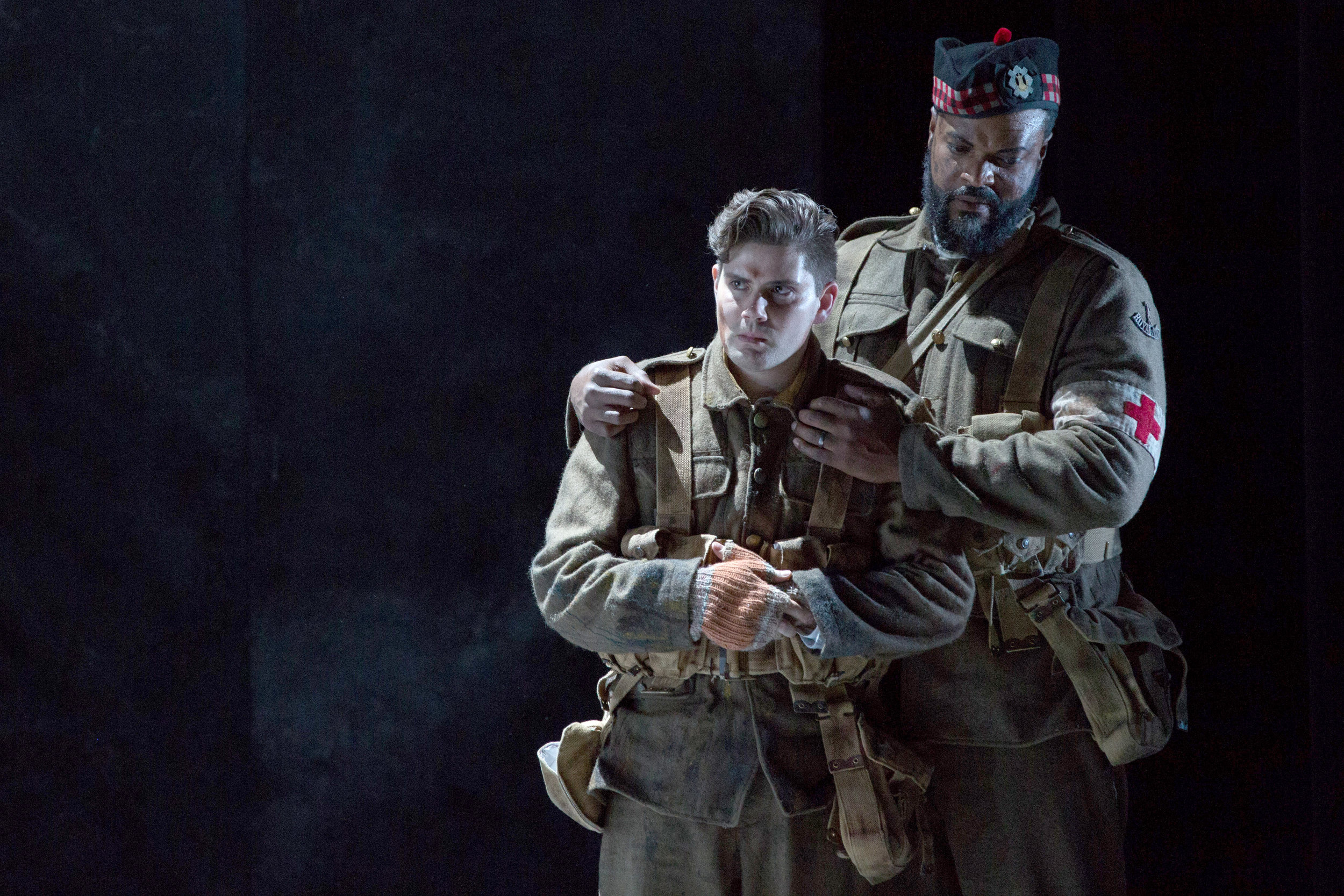 Father Palmer (Kenneth Kellogg, right) consoles Jonathan Dale (Arnold Livingston Geis) during WNO's Silent Night production_credit Teresa Wood.jpg