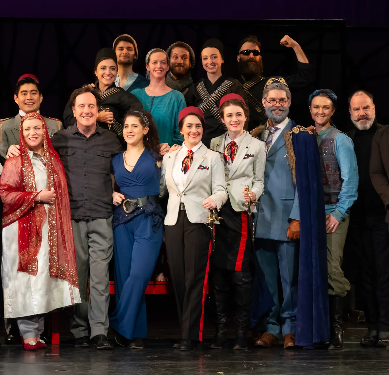 Photo of cast and dancers with Conductor Ryan Brown (front row, second from left), who is also Opera Lfayette’s Founder and Artistic Director, and Director and Choreographer Seán Curran (end of front row on right).