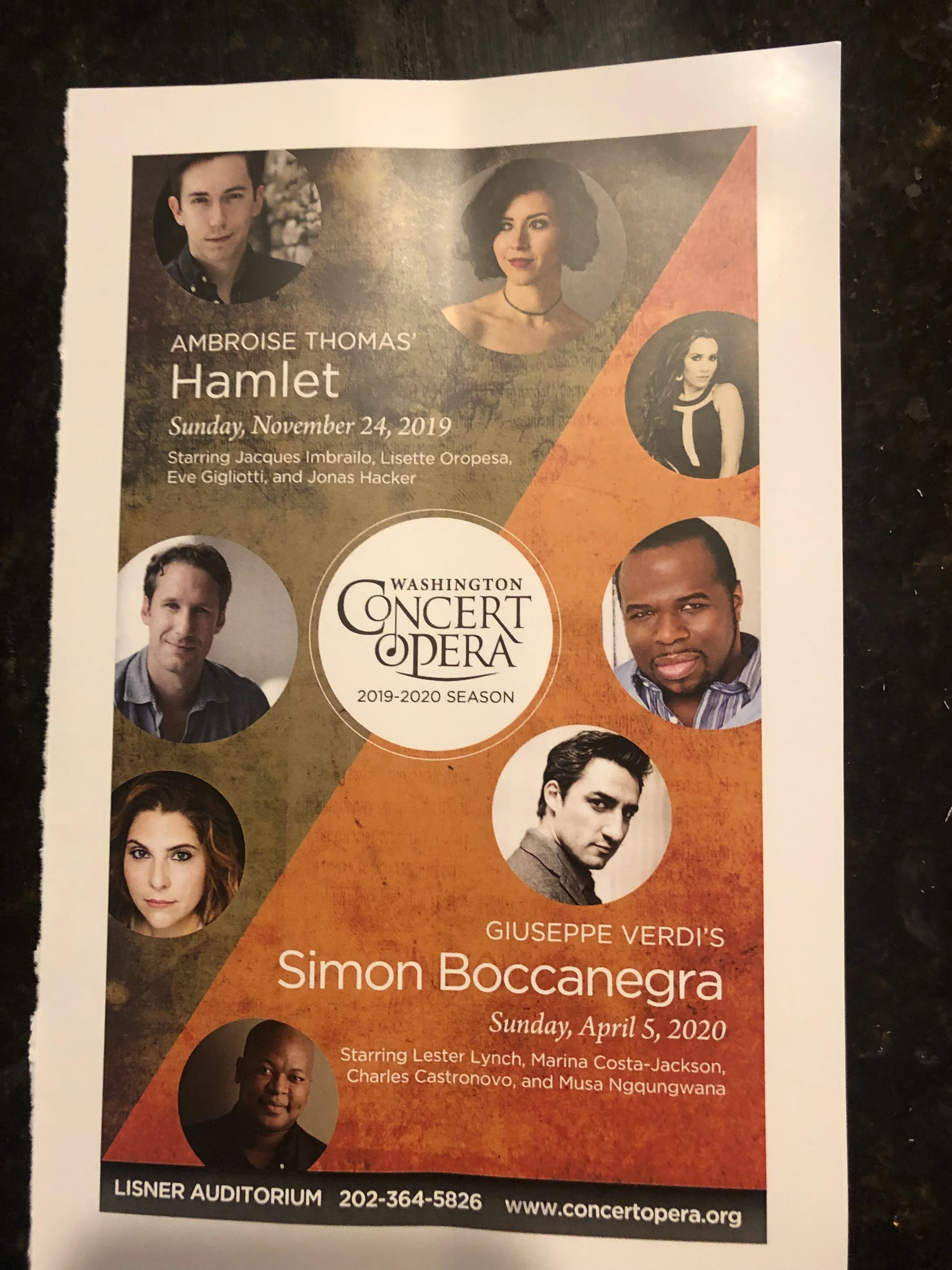 Poster for WCO’s 2019-2020 season; photo by author.