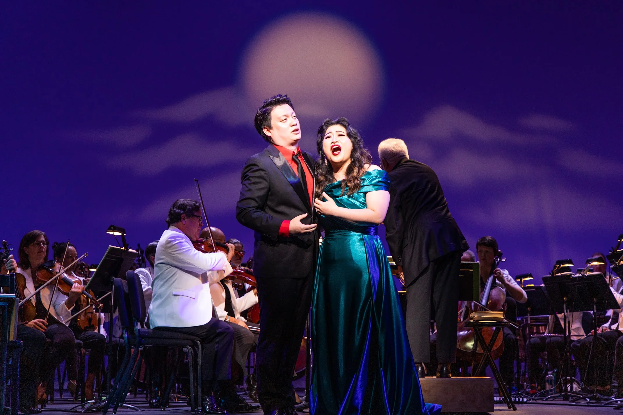 Yongxi Chen as Rodolfo and Youna Hartgraves as Mimi. Photo by Sam Trotman, Jr.; courtesy of Maryland Lyric Opera..