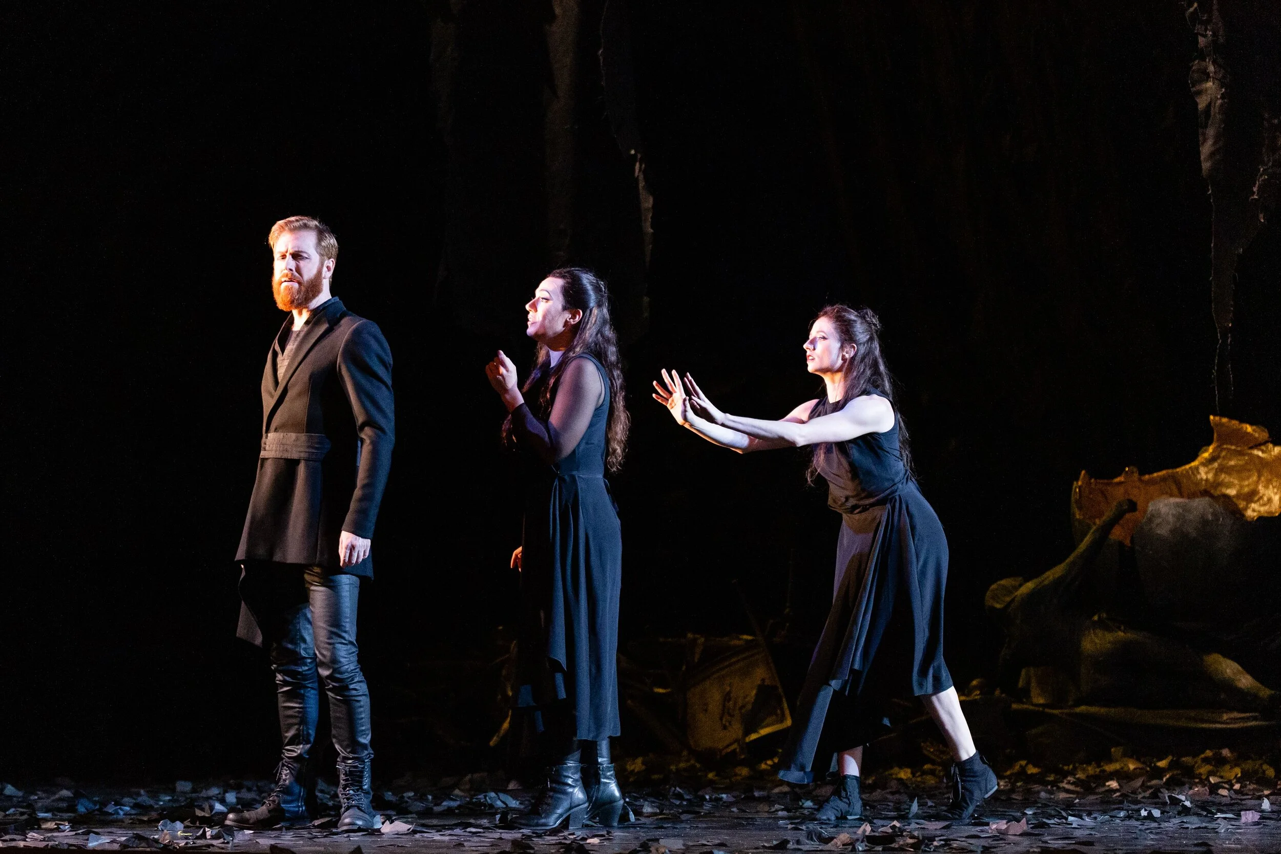 Tim Mead as Athamas, Daniela Mack as Ino and Lindsey Matheis as principal dancer. Photo by Dominic M. Mercier; courtesy of Opera Philadelphia.