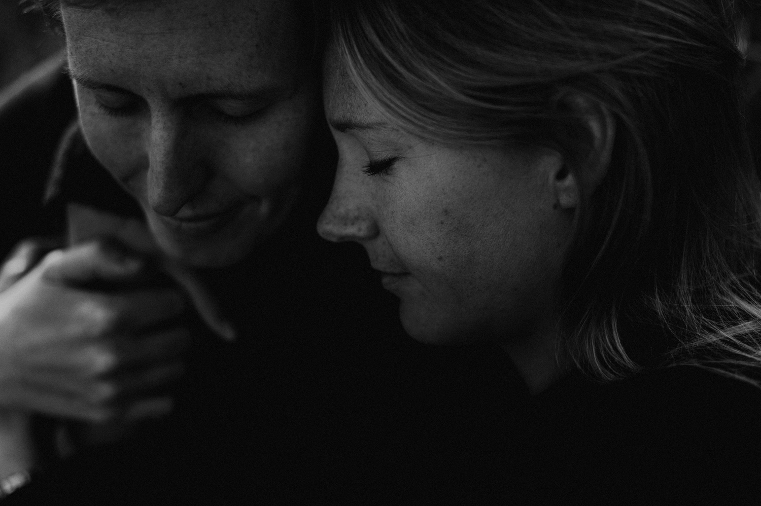 Close up of couple hugging