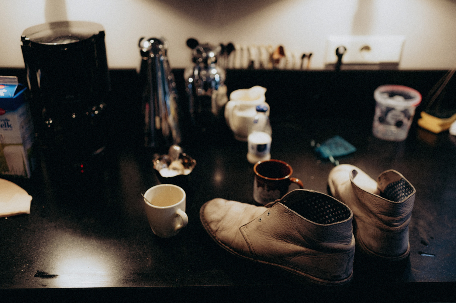 Shoes in kitchen
