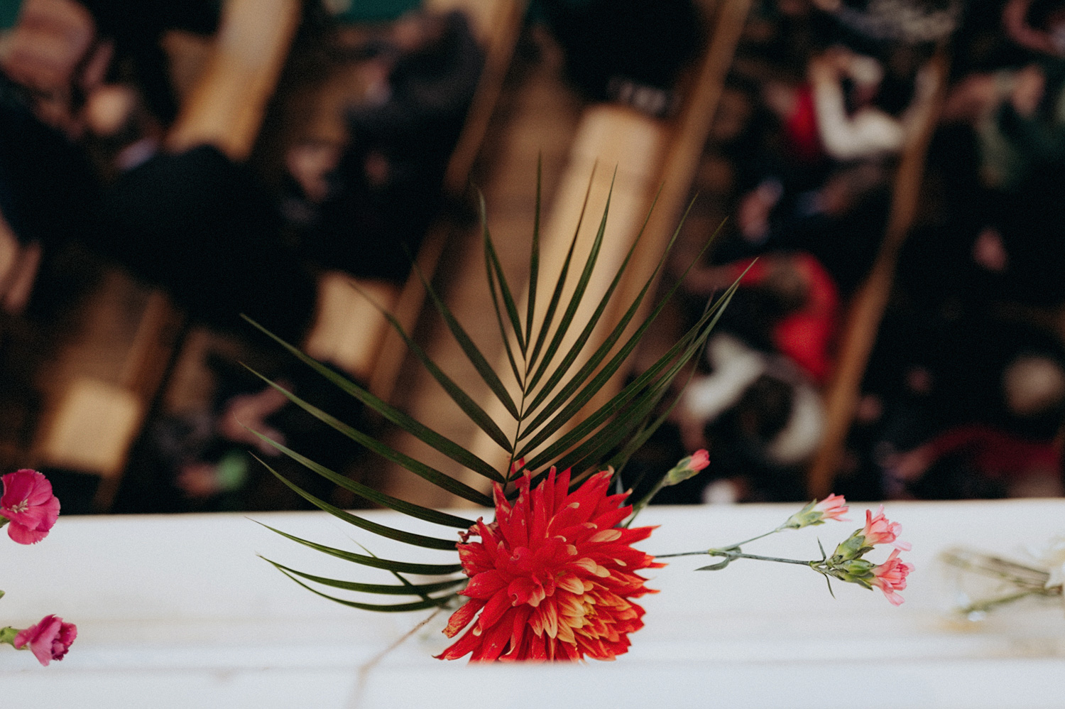Beautiful red flower decoration at wedding