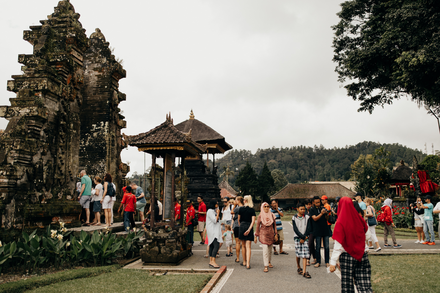 Visiting a temple in Bali, Indonesia