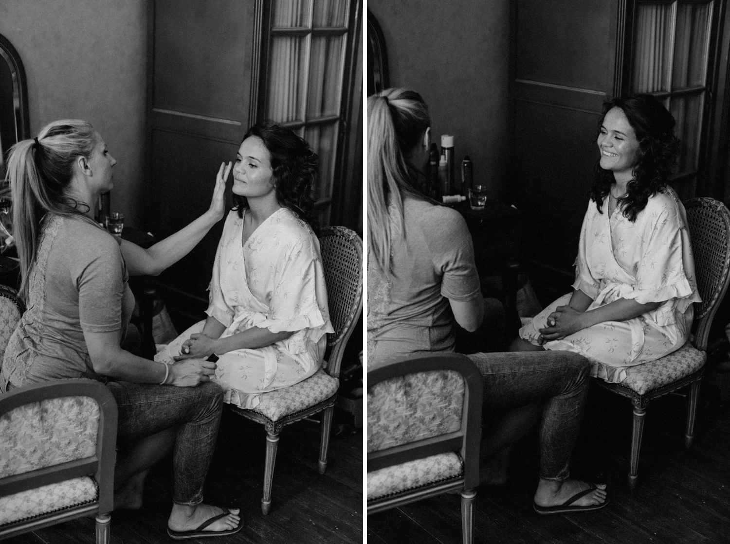 Doing make-up during the wedding day