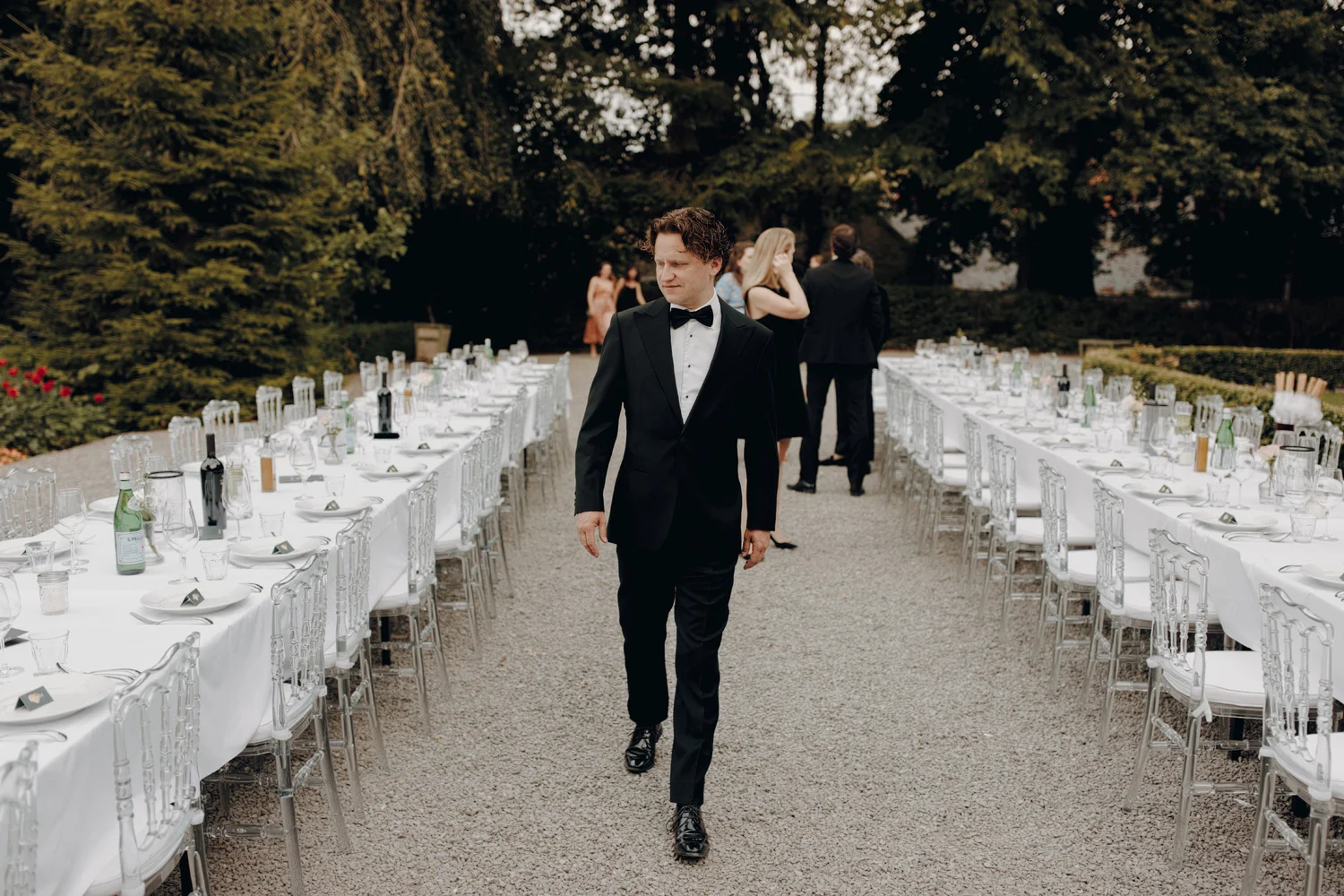 People arriving at dinner