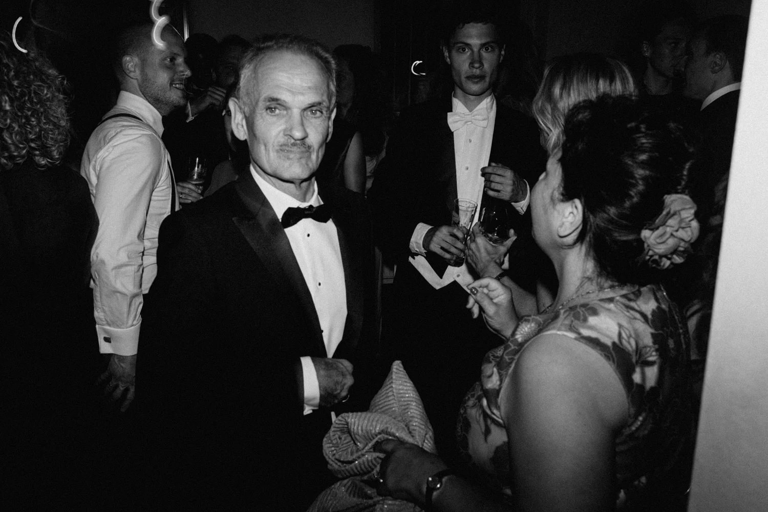 Father of the bride during party at Chateau de Presseux