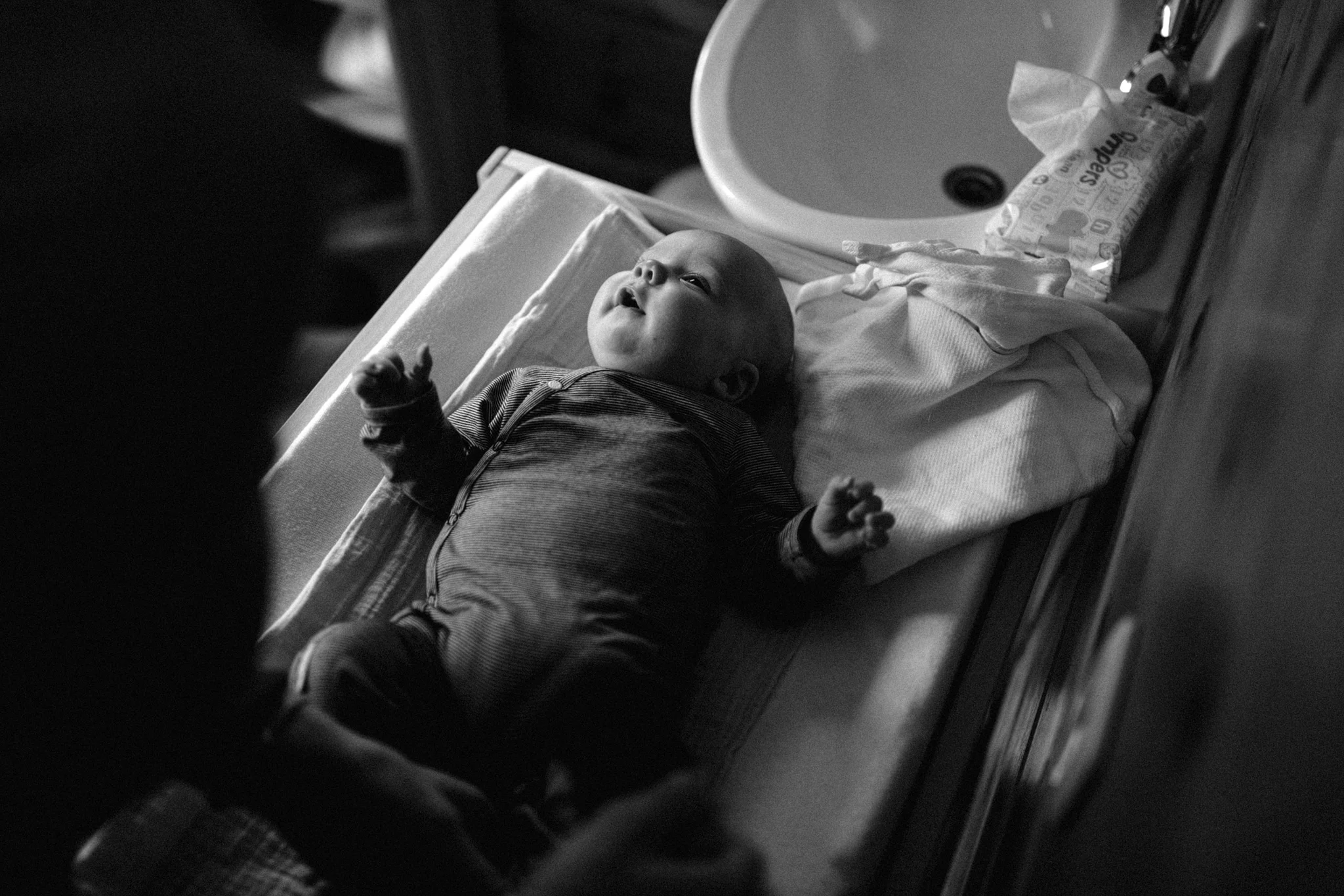 Baby on commode