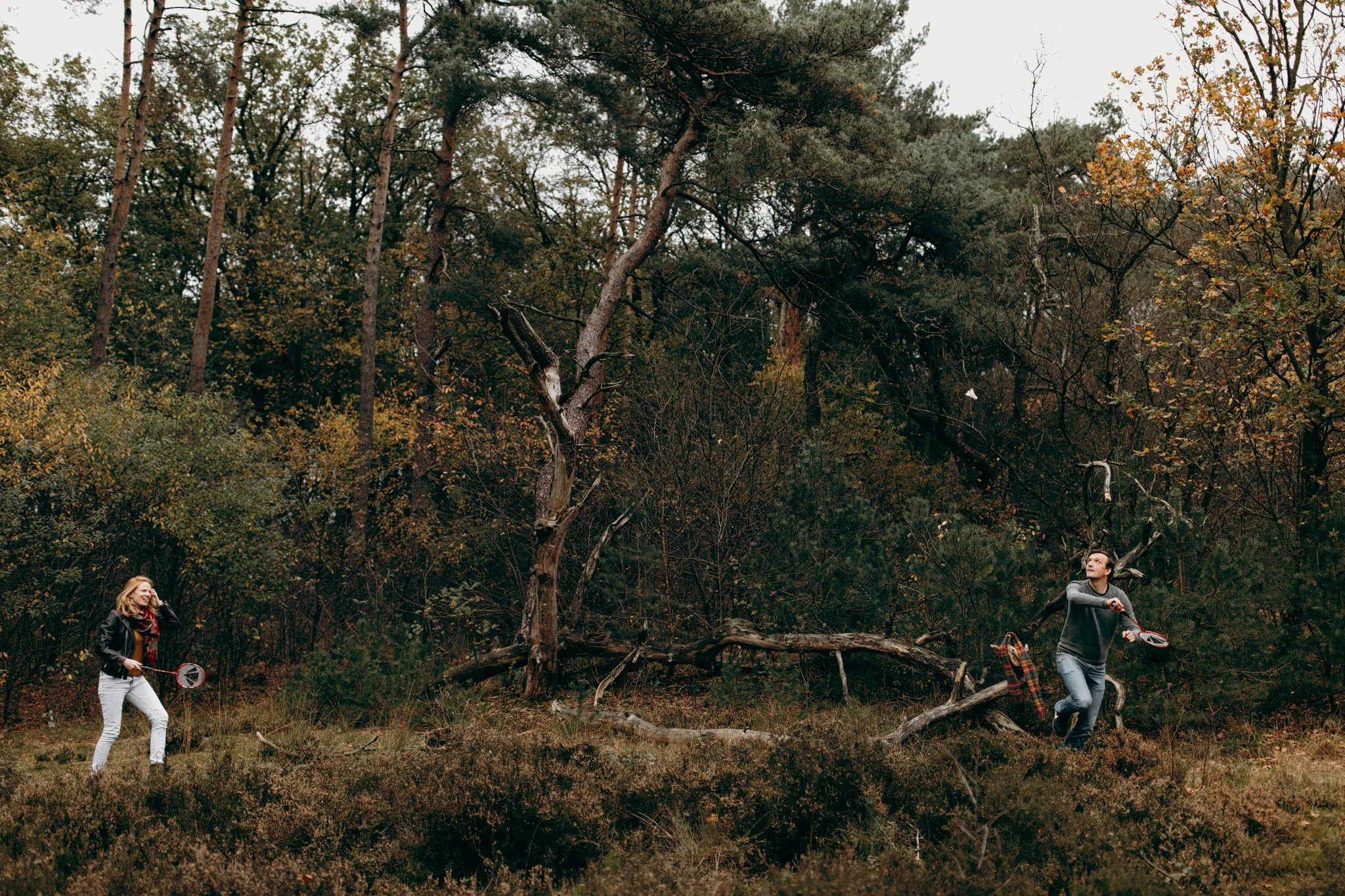People playing badminton
