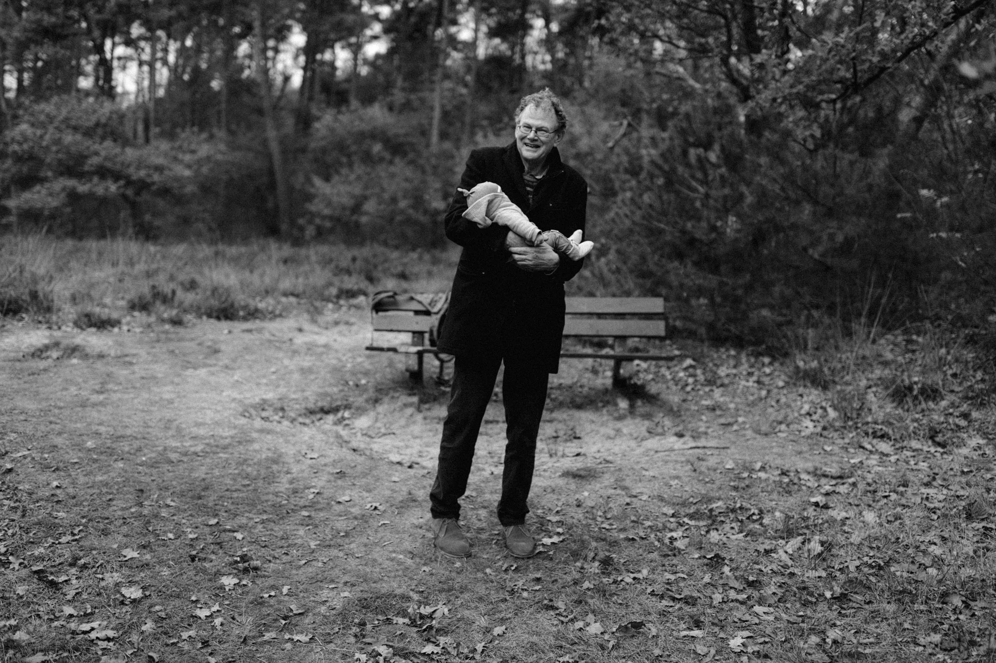 Grandfather holding baby