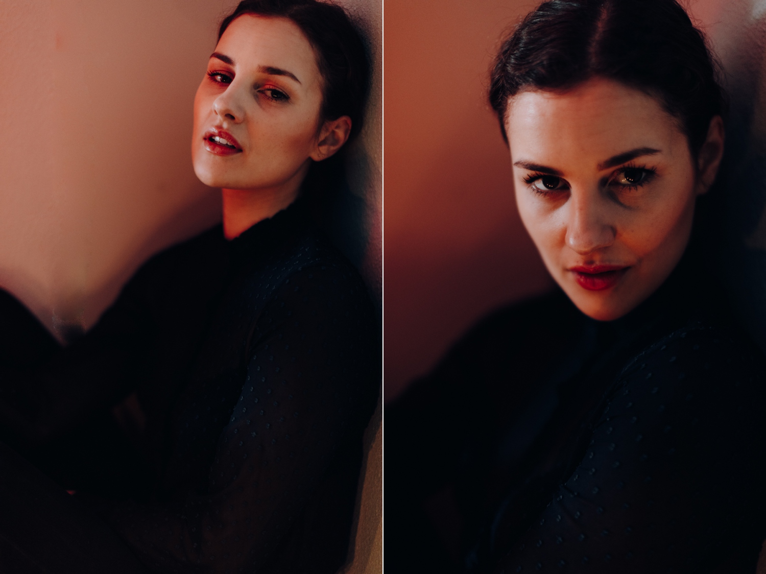 Portrait of girl with red light