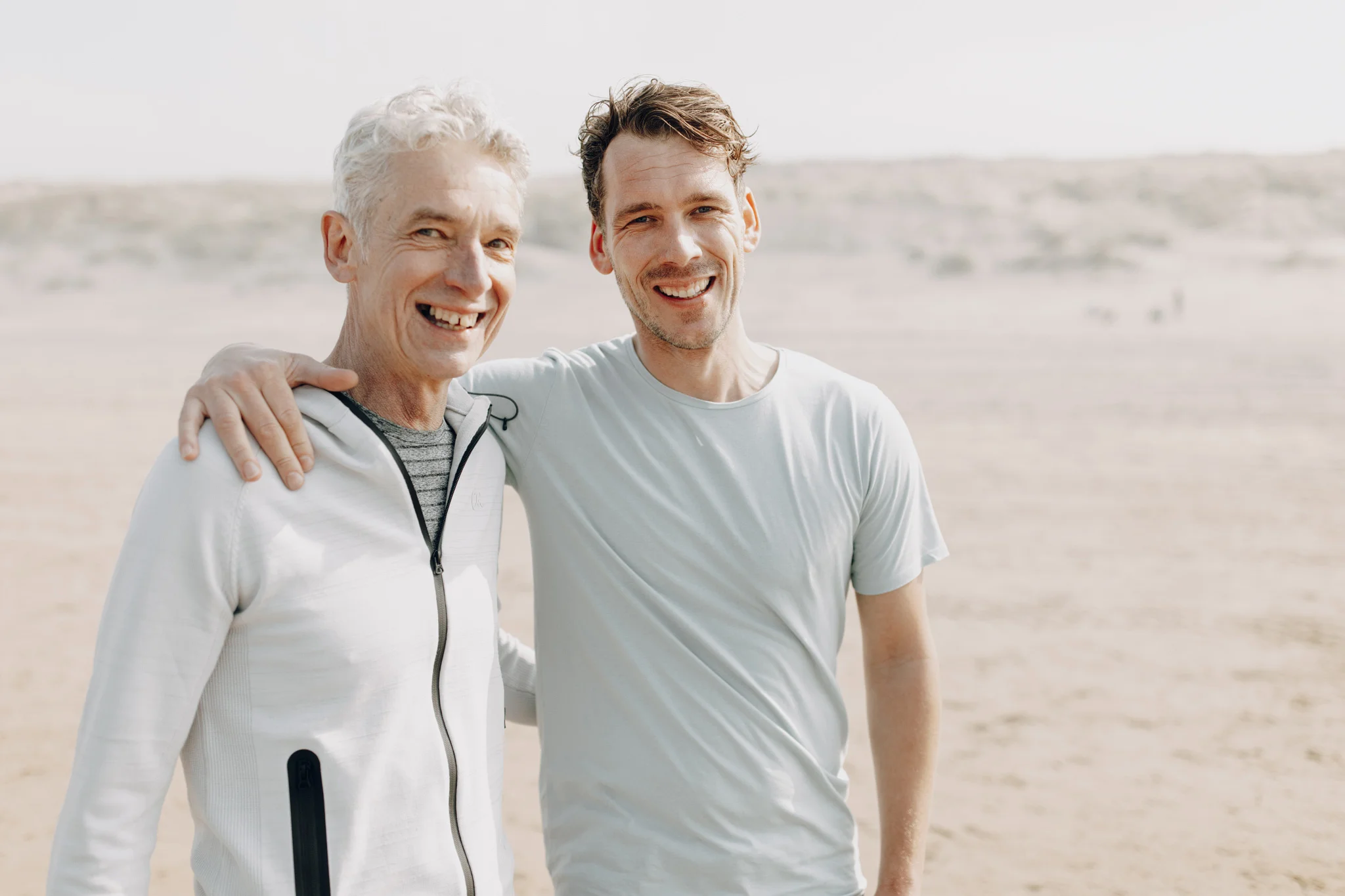 Father and son portrait at the beach