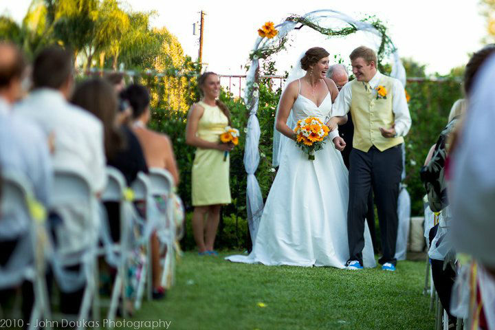Wedding couple just after saying I do