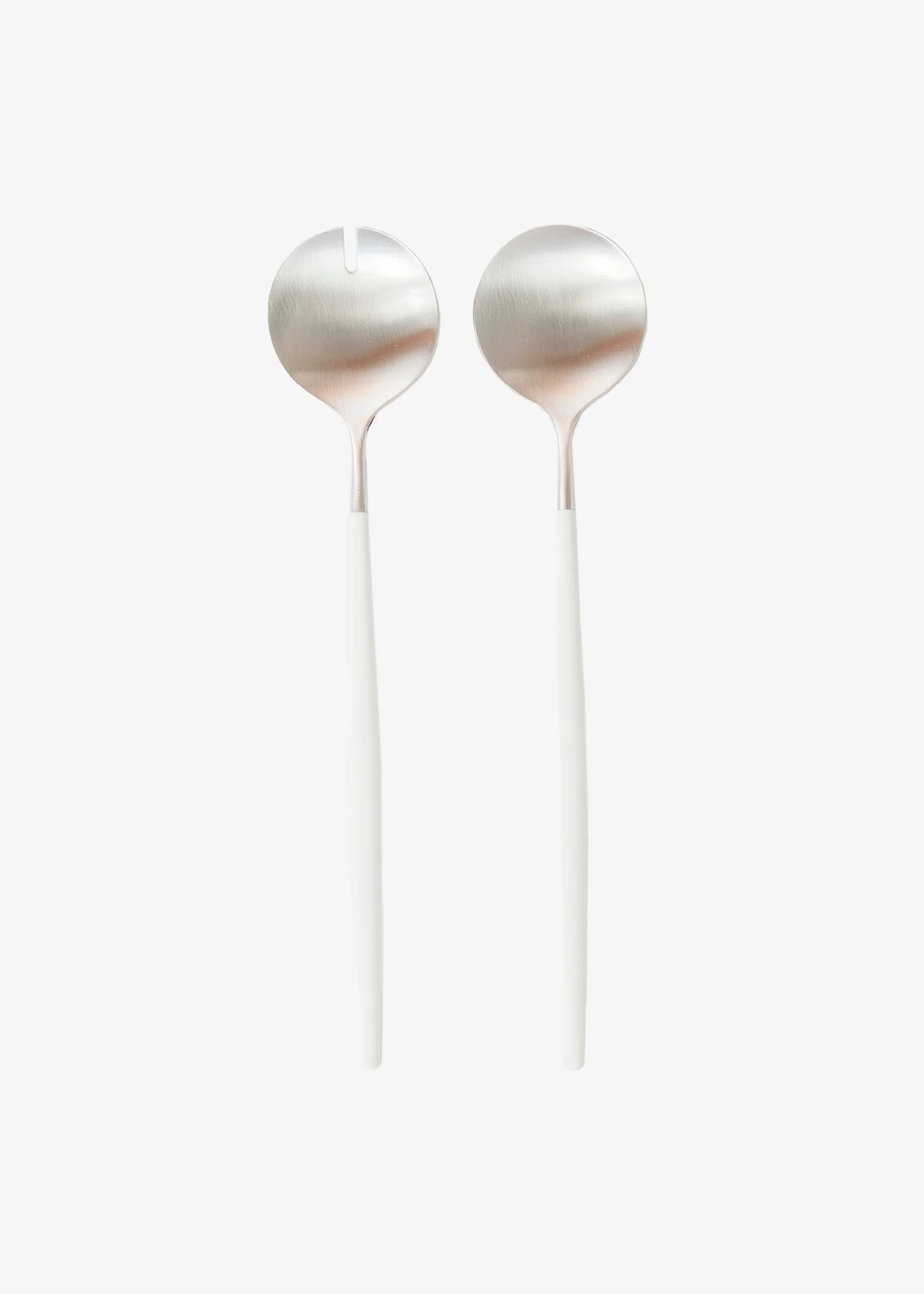 GOA | BRUSHED STEEL & WHITE- SALAD SERVERS